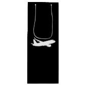 Silhouette der Flugzeugjet-Liner mit schwarzer Dec Geschenktüte Für Weinflaschen (Vorderseite)