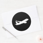 Silhouette der Flugzeugjet-Liner mit schwarzer Dec Runder Aufkleber (Umschlag)