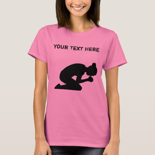 Silhouette der Frau auf ihren Knien betend T-Shirt (Vorderseite)