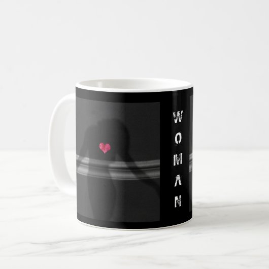 Silhouette der Frau, Blume Hearth & Liebe Kaffeetasse (Vorderseite Links)