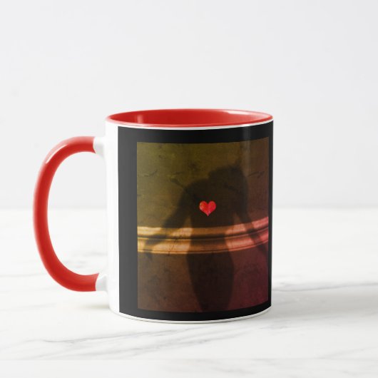 Silhouette der Frau, Blume Hearth & Liebe Tasse (Links)