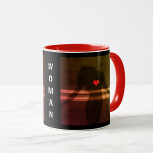 Silhouette der Frau, Blume Hearth & Liebe Tasse