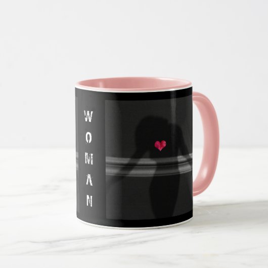 Silhouette der Frau, Blume Hearth & Liebe Tasse (VorderseiteRechts)