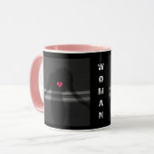 Silhouette der Frau, Blume Hearth & Liebe Tasse (Vorderseite Links)