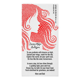 Silhouette der Frau in einem Gedicht mit roten Her Poster