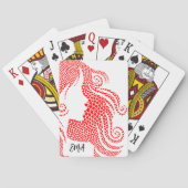 Silhouette der Frau in Tiny Hearts Mit Monogramm Spielkarten (Rückseite)