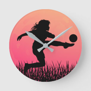 Silhouette der Fußball Runde Wanduhr