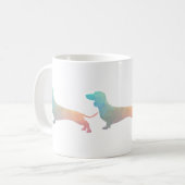 Silhouette der geometrischen Dackel Kaffeetasse (Vorderseite Links)