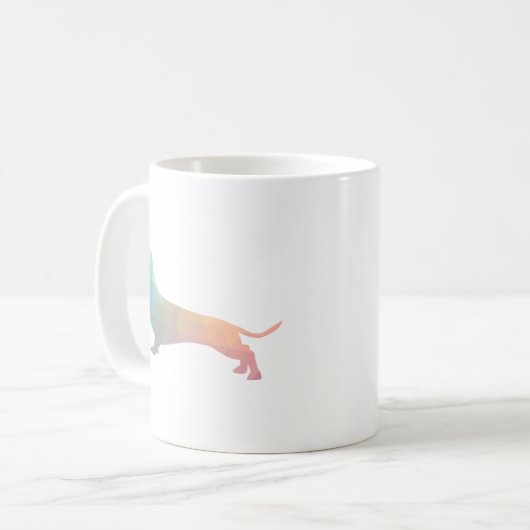 Silhouette der geometrischen Dackel Kaffeetasse (Vorderseite Links)