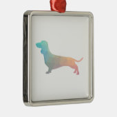 Silhouette der geometrischen Dackel Silbernes Ornament (Rechts)