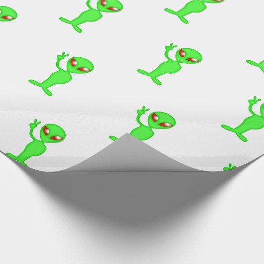 Silhouette der grünen Alien Geschenkpapier (Ecke)