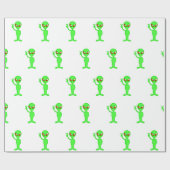 Silhouette der grünen Alien Geschenkpapier (Flach)