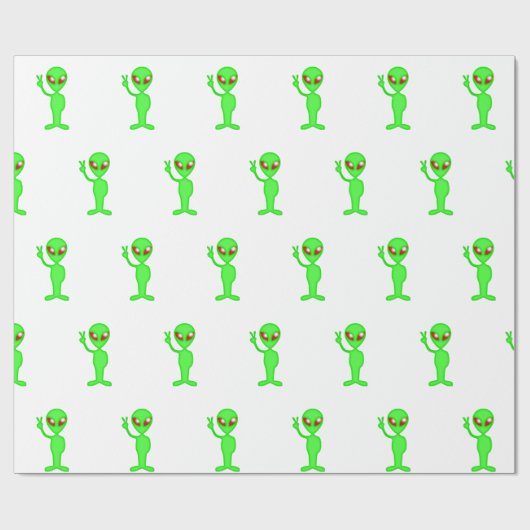 Silhouette der grünen Alien Geschenkpapier (Flach)