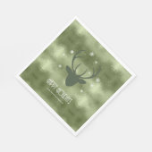 Silhouette der Hirschgeweihe und Schneeflocken Grü Serviette (Ecke)