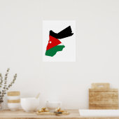 Silhouette der jordanischen Landesflagge Poster (Küche)