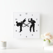 Silhouette der Kampfkunst Quadratische Wanduhr (Zuhause)