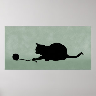 Silhouette der Katze beim Schwarzen Spiel auf Muta Poster