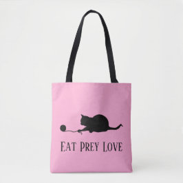 Silhouette der Katze beim Spielen "Eat Prey Liebe" Tasche