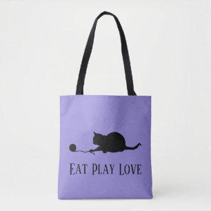 Silhouette der Katze im Spiel "Eat Prey Liebe" Tasche