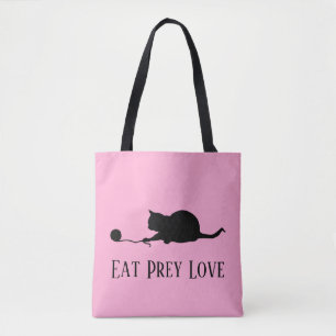 Silhouette der Katze im Spiel "Eat Prey Liebe" Tasche