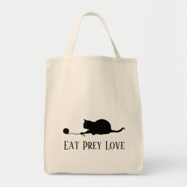 Silhouette der Katze im Spiel "Eat Prey Liebe" Tragetasche