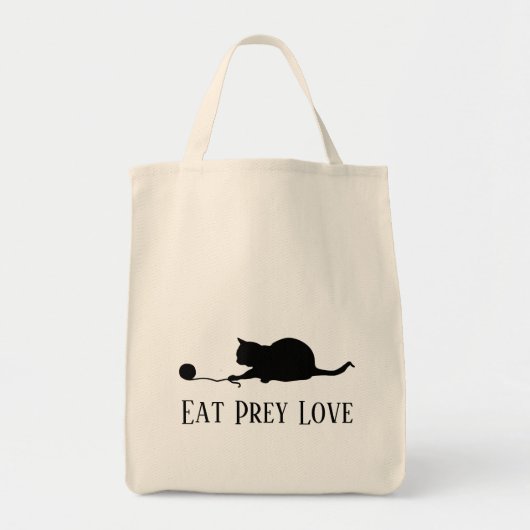 Silhouette der Katze im Spiel "Eat Prey Liebe" Tragetasche (Vorne)