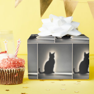 Silhouette der Katze mit Glanz Geschenkpapier