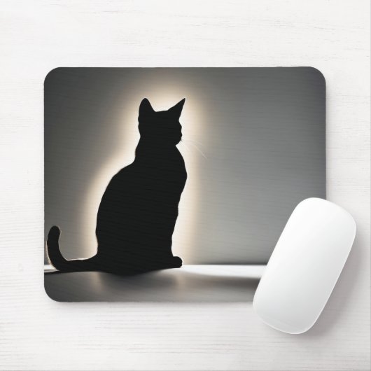 Silhouette der Katze mit goldenem Glanz Mousepad (Mit Mouse)