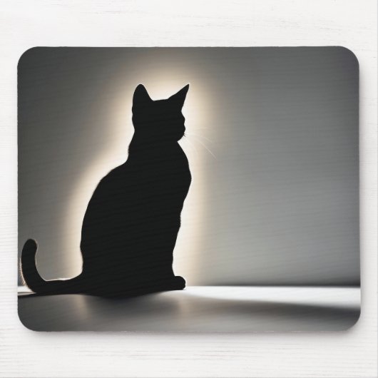 Silhouette der Katze mit goldenem Glanz Mousepad (Vorne)