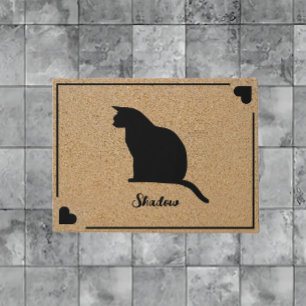 Silhouette der Katze mit Personalisiertem Monogram Fußmatte