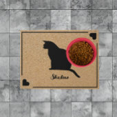 Silhouette der Katze mit Personalisiertem Monogram Fußmatte