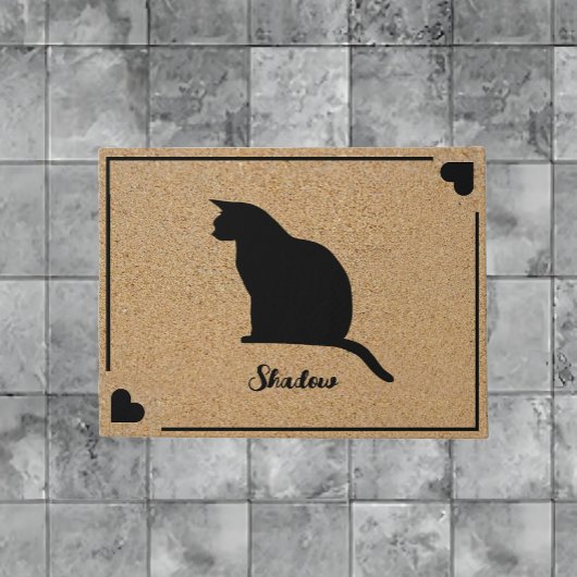 Silhouette der Katze mit Personalisiertem Monogram Fußmatte