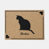 Silhouette der Katze mit Personalisiertem Monogram Fußmatte (Vorderseite)