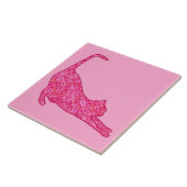 Silhouette der Katzen in Fuchsia Pink Batik Fliese (Seite)