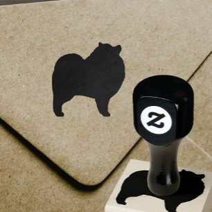 Silhouette der Keeshond-Hunde Gummistempel