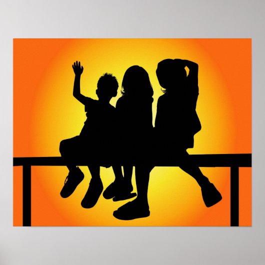 Silhouette der Kinder Poster (Vorne)