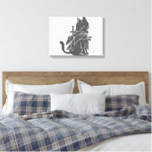 Silhouette der Kriegerkatze - Wählen Sie die Hinte Leinwanddruck (Insitu (Schlafzimmer))