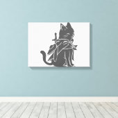 Silhouette der Kriegerkatze - Wählen Sie die Hinte Leinwanddruck (Insitu (Holzboden))