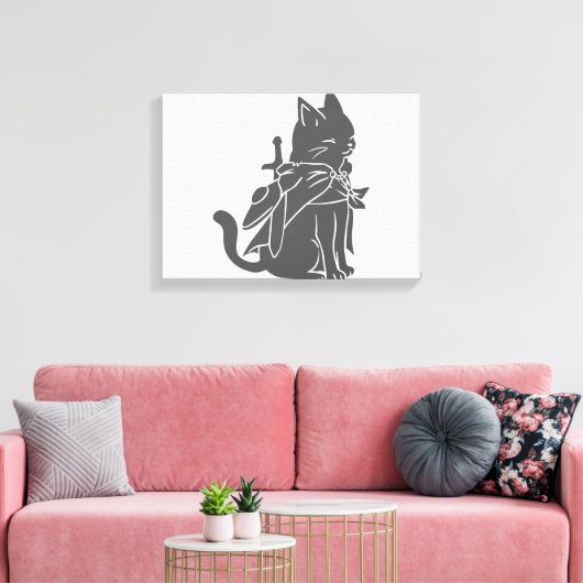 Silhouette der Kriegerkatze - Wählen Sie die Hinte Leinwanddruck (Insitu (Wohnzimmer))