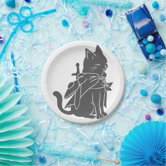 Silhouette der Kriegerkatze - Wählen Sie die Hinte Pappteller (Party)