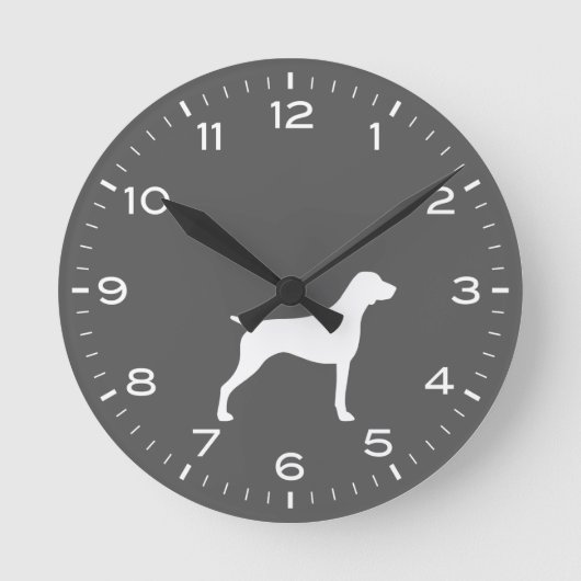 Silhouette der Kurzhaarhunde Runde Wanduhr (Vorderseite)