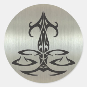 Silhouette der Libra auf den Metallic-Effekt Runder Aufkleber