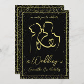 Silhouette der Liebhaber der Kunsthochzeit Einladung (Vorne/Hinten)