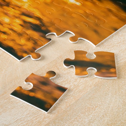 Silhouette der Mädchen, Sonnenuntergang auf dem Me Puzzle (Seite)