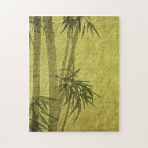 Silhouette der Niederlassungen eines Bambusses auf Puzzle