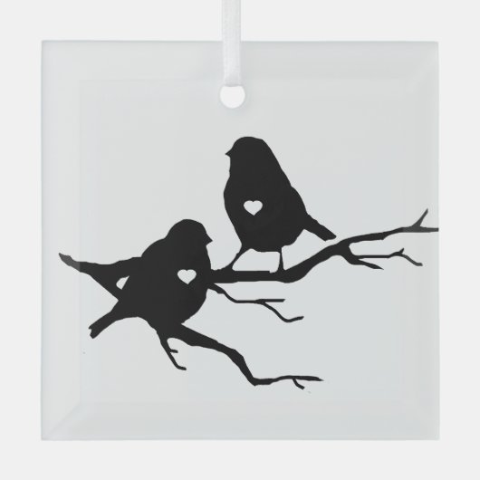 Silhouette der niedlichen Kleinen Vogelbäume Ornament Aus Glas (Vorderseite)