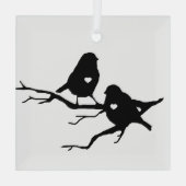 Silhouette der niedlichen Kleinen Vogelbäume Ornament Aus Glas (Rückseite)
