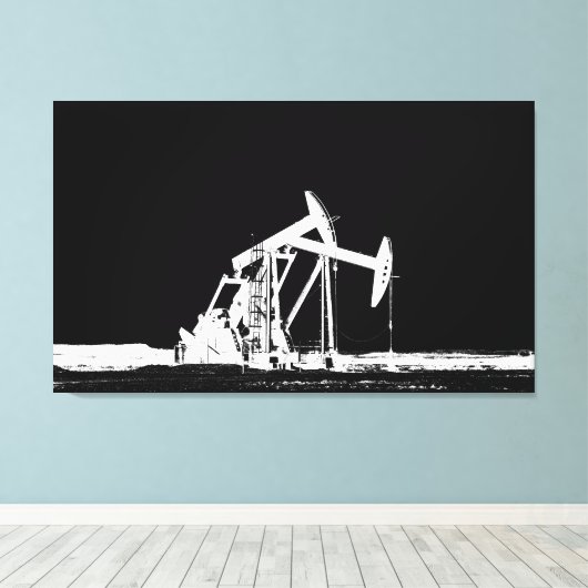 Silhouette der Ölförderanlage Leinwanddruck (Insitu (Holzboden))