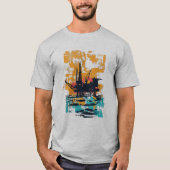 Silhouette der Ölplattform T-Shirt (Vorderseite)