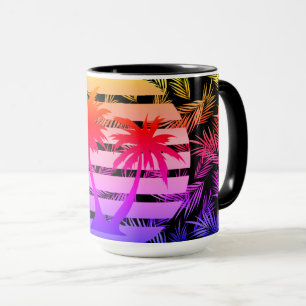 Silhouette der Palme Tree Farbpalme Schwarzer Stre Tasse
